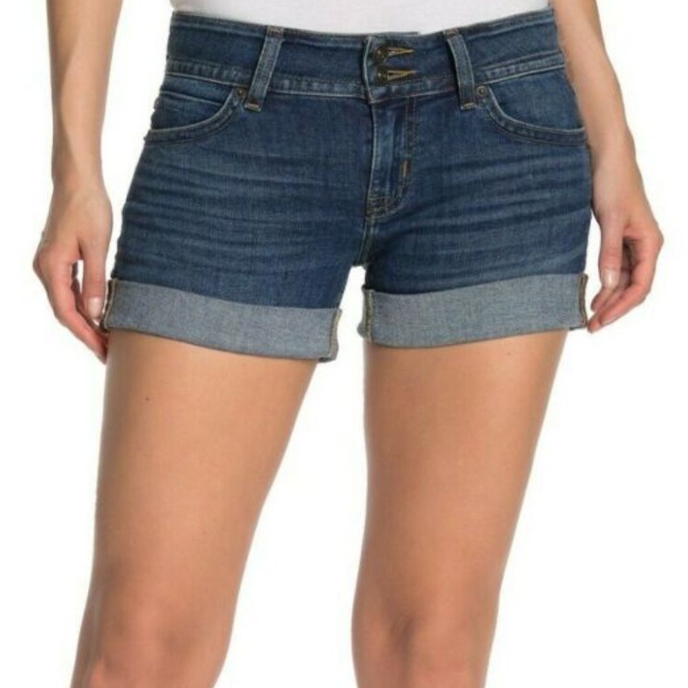 Hudson Jeans Dark Blue Cuffed Denim Jean Shorts
